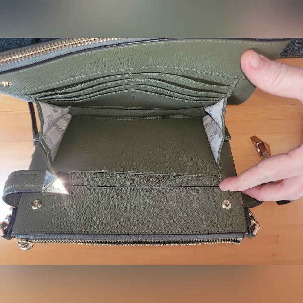 Michael Kors Karla Leather Crossbody Bag,  Army Green - Picture 11 of 13